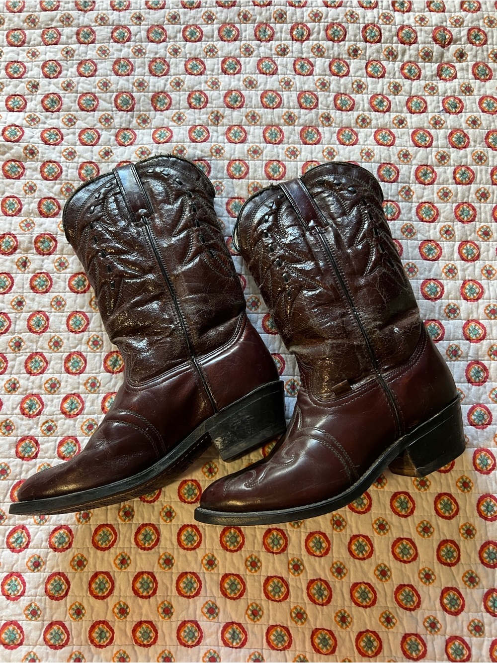 Women’s Vulcan Maroon Brown Cowgirl Boots size 8.5